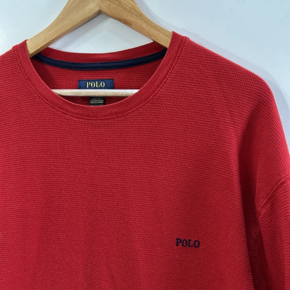Mens Polo Ralph Lauren Long Sleeve Waffle Weave Thermal Red Sz 3XT Crew Neck